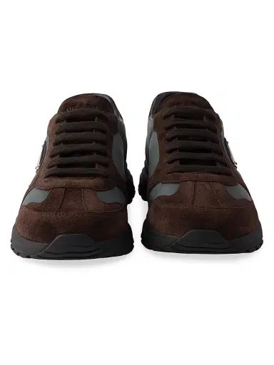 Prada Women's Suede and Re-Nylon Sneakers - Dark Brown | Thumbnail 4 Prada Women's Suede and Re-Nylon Sneakers - Dark Brown | Thumbnail 4