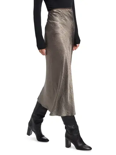 Maison Margiela Women's Textured Satin Midi-Skirt - Taupe | Thumbnail 4 Maison Margiela Women's Textured Satin Midi-Skirt - Taupe | Thumbnail 4