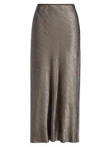 Maison Margiela Women's Textured Satin Midi-Skirt - Taupe | Thumbnail 1 Maison Margiela Women's Textured Satin Midi-Skirt - Taupe | Thumbnail 1