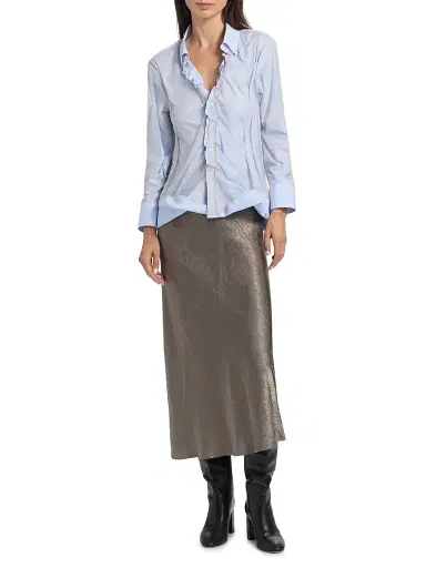 Maison Margiela Women's Crinkled Stripe Cotton Button-Down Shirt - Light Blue Stripe | Thumbnail 2 Maison Margiela Women's Crinkled Stripe Cotton Button-Down Shirt - Light Blue Stripe | Thumbnail 2