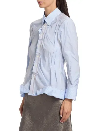 Maison Margiela Women's Crinkled Stripe Cotton Button-Down Shirt - Light Blue Stripe | Thumbnail 4 Maison Margiela Women's Crinkled Stripe Cotton Button-Down Shirt - Light Blue Stripe | Thumbnail 4