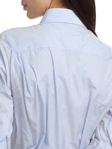 Maison Margiela Women's Crinkled Stripe Cotton Button-Down Shirt - Light Blue Stripe | Thumbnail 6 Maison Margiela Women's Crinkled Stripe Cotton Button-Down Shirt - Light Blue Stripe | Thumbnail 6