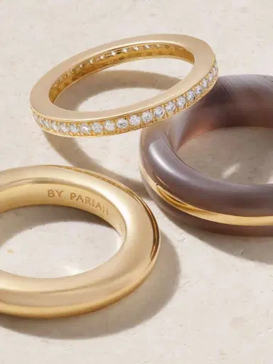 By Pariah Classic Stack Set Of Three 14-karat Recycled Gold, Agate And Diamond Rings | Thumbnail 3 By Pariah Classic Stack Set Of Three 14-karat Recycled Gold, Agate And Diamond Rings | Thumbnail 3