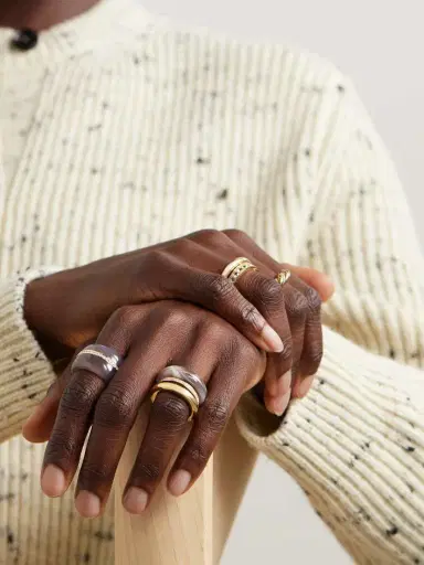 By Pariah Classic Stack Set Of Three 14-karat Recycled Gold, Agate And Diamond Rings | Thumbnail 4 By Pariah Classic Stack Set Of Three 14-karat Recycled Gold, Agate And Diamond Rings | Thumbnail 4