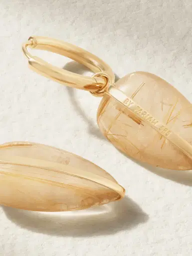 By Pariah Pebble 14-karat Recycled Gold Quartz Hoop Earrings | Thumbnail 3 By Pariah Pebble 14-karat Recycled Gold Quartz Hoop Earrings | Thumbnail 3