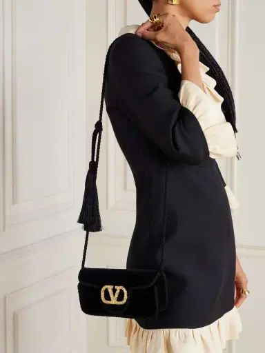 Valentino Garavani Locò Tasseled Embellished Cord-trimmed Velvet Shoulder Bag | Thumbnail 6 Valentino Garavani Locò Tasseled Embellished Cord-trimmed Velvet Shoulder Bag | Thumbnail 6
