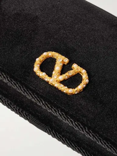 Valentino Garavani Vlogo Signature Embellished Velvet Wallet | Thumbnail 4 Valentino Garavani Vlogo Signature Embellished Velvet Wallet | Thumbnail 4