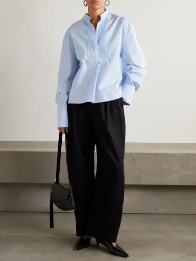 Jil Sander Thursday Pleated Striped Cotton-poplin Shirt | Thumbnail 2 Jil Sander Thursday Pleated Striped Cotton-poplin Shirt | Thumbnail 2