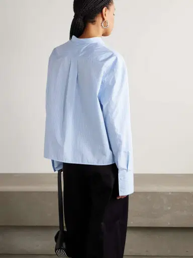 Jil Sander Thursday Pleated Striped Cotton-poplin Shirt | Thumbnail 3 Jil Sander Thursday Pleated Striped Cotton-poplin Shirt | Thumbnail 3