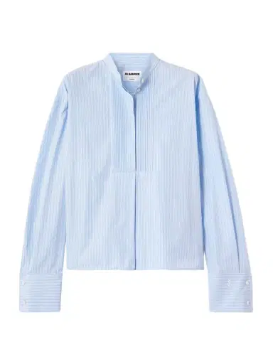Jil Sander Thursday Pleated Striped Cotton-poplin Shirt | Thumbnail 1 Jil Sander Thursday Pleated Striped Cotton-poplin Shirt | Thumbnail 1