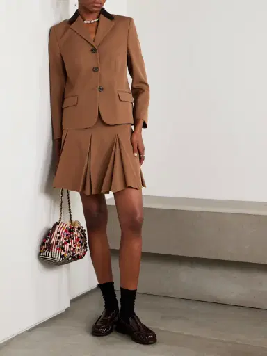 Marni Pleated Grain De Poudre Wool Mini Skirt | Thumbnail 2 Marni Pleated Grain De Poudre Wool Mini Skirt | Thumbnail 2