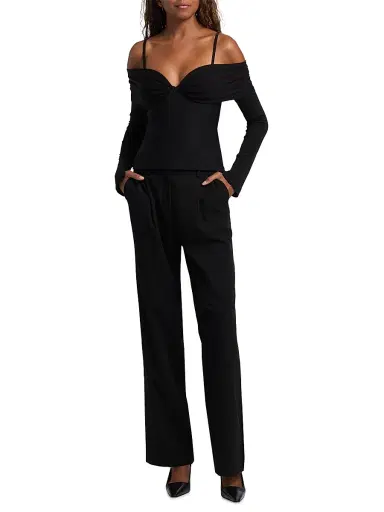 SIMKHAI Women's Hazel Off-the-Shoulder Top - Black | Thumbnail 2 SIMKHAI Women's Hazel Off-the-Shoulder Top - Black | Thumbnail 2