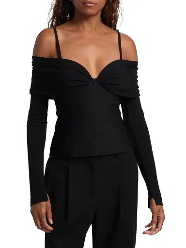 SIMKHAI Women's Hazel Off-the-Shoulder Top - Black | Thumbnail 3 SIMKHAI Women's Hazel Off-the-Shoulder Top - Black | Thumbnail 3