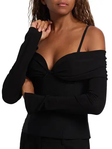 SIMKHAI Women's Hazel Off-the-Shoulder Top - Black | Thumbnail 6 SIMKHAI Women's Hazel Off-the-Shoulder Top - Black | Thumbnail 6