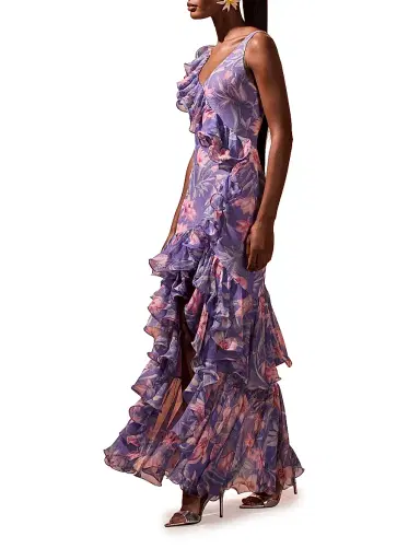 PatBo Women's Amaryllis Floral Frill Gown - Blue - Size 6 | Thumbnail 3 PatBo Women's Amaryllis Floral Frill Gown - Blue - Size 6 | Thumbnail 3