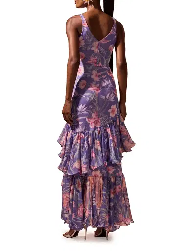 PatBo Women's Amaryllis Floral Frill Gown - Blue - Size 6 | Thumbnail 4 PatBo Women's Amaryllis Floral Frill Gown - Blue - Size 6 | Thumbnail 4