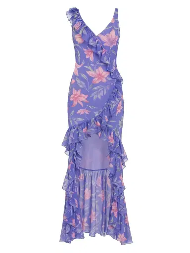 PatBo Women's Amaryllis Floral Frill Gown - Blue - Size 6 | Thumbnail 1 PatBo Women's Amaryllis Floral Frill Gown - Blue - Size 6 | Thumbnail 1