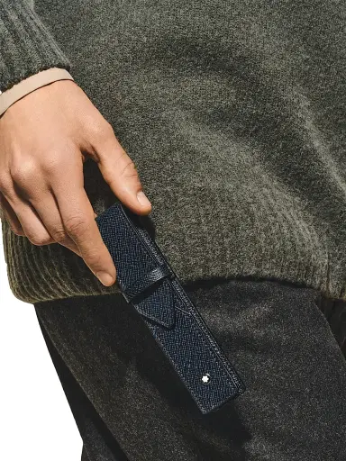 Montblanc Men's Sartorial Embossed Leather Pen Pouch - Blue | Thumbnail 2 Montblanc Men's Sartorial Embossed Leather Pen Pouch - Blue | Thumbnail 2
