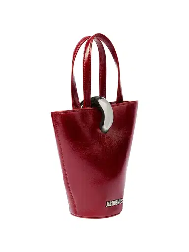Jacquemus Women's Le Petit Bambola Leather Bucket Bag - Burgundy | Thumbnail 2 Jacquemus Women's Le Petit Bambola Leather Bucket Bag - Burgundy | Thumbnail 2