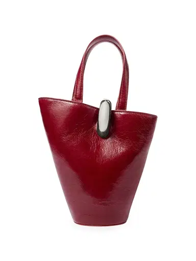 Jacquemus Women's Le Petit Bambola Leather Bucket Bag - Burgundy | Thumbnail 3 Jacquemus Women's Le Petit Bambola Leather Bucket Bag - Burgundy | Thumbnail 3