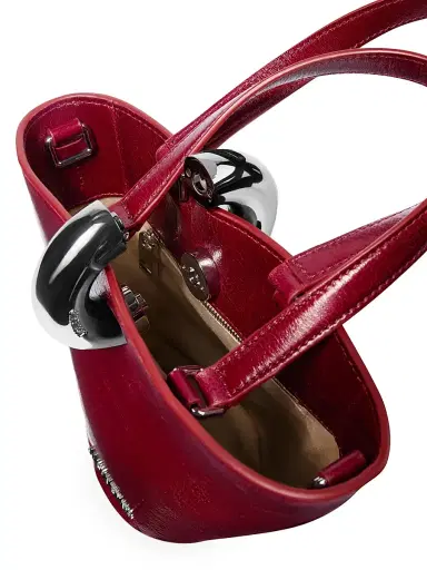 Jacquemus Women's Le Petit Bambola Leather Bucket Bag - Burgundy | Thumbnail 5 Jacquemus Women's Le Petit Bambola Leather Bucket Bag - Burgundy | Thumbnail 5