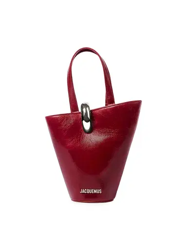 Jacquemus Women's Le Petit Bambola Leather Bucket Bag - Burgundy | Thumbnail 1 Jacquemus Women's Le Petit Bambola Leather Bucket Bag - Burgundy | Thumbnail 1