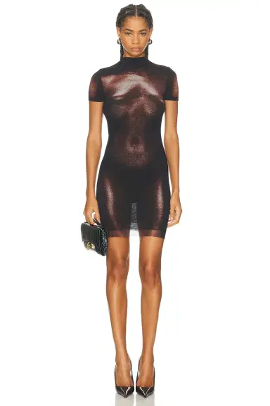 Jean Paul Gaultier High Neck Body Dust Printed Short Dress | Thumbnail 1 Jean Paul Gaultier High Neck Body Dust Printed Short Dress | Thumbnail 1