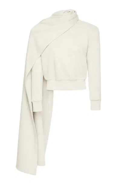 Magda Butrym Scarf-Detailed Jersey Sweatshirt | Thumbnail 1 Magda Butrym Scarf-Detailed Jersey Sweatshirt | Thumbnail 1