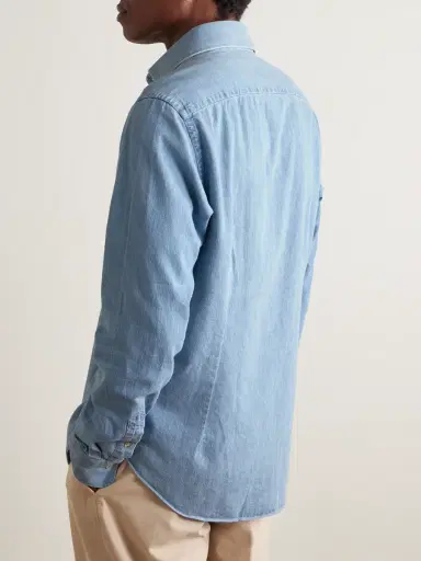 ELEVENTY Slim-Fit Cotton-Chambray Shirt - Men | Thumbnail 3 ELEVENTY Slim-Fit Cotton-Chambray Shirt - Men | Thumbnail 3