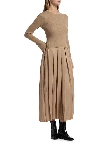 dh New York Women's Meryl Pleated Maxi Dress - Cappuccino | Thumbnail 4 dh New York Women's Meryl Pleated Maxi Dress - Cappuccino | Thumbnail 4
