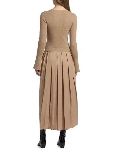 dh New York Women's Meryl Pleated Maxi Dress - Cappuccino | Thumbnail 5 dh New York Women's Meryl Pleated Maxi Dress - Cappuccino | Thumbnail 5