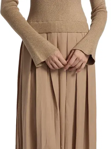 dh New York Women's Meryl Pleated Maxi Dress - Cappuccino | Thumbnail 6 dh New York Women's Meryl Pleated Maxi Dress - Cappuccino | Thumbnail 6