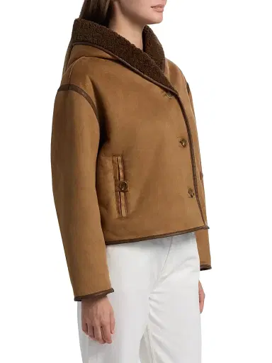 dh New York Women's Madylen Faux Sherpa Jacket - Camel Combo | Thumbnail 4 dh New York Women's Madylen Faux Sherpa Jacket - Camel Combo | Thumbnail 4