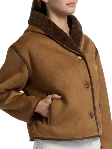 dh New York Women's Madylen Faux Sherpa Jacket - Camel Combo | Thumbnail 6 dh New York Women's Madylen Faux Sherpa Jacket - Camel Combo | Thumbnail 6