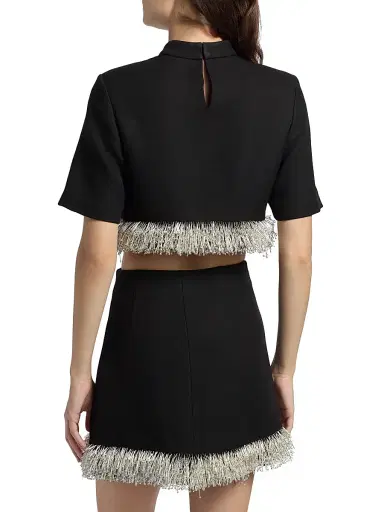 Simkhai Women's Jalen Beaded Fringe Cropped Top - Black - Size 0 | Thumbnail 5 Simkhai Women's Jalen Beaded Fringe Cropped Top - Black - Size 0 | Thumbnail 5