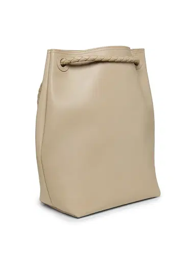 Bottega Veneta Women's Borsa Leather Bucket Bag - Ecru Muse Brass | Thumbnail 3 Bottega Veneta Women's Borsa Leather Bucket Bag - Ecru Muse Brass | Thumbnail 3