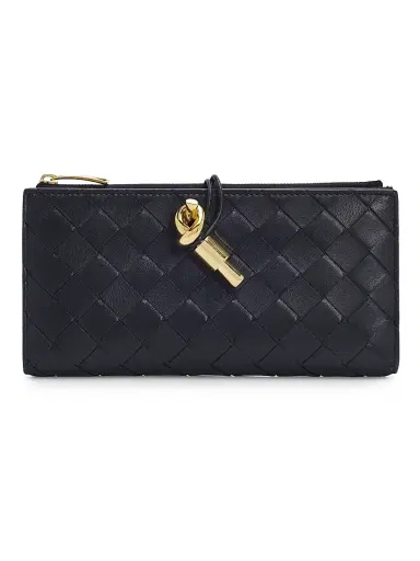 Bottega Veneta Women's Intrecciato Leather Wallet - Midnight Muse Brass | Thumbnail 1 Bottega Veneta Women's Intrecciato Leather Wallet - Midnight Muse Brass | Thumbnail 1