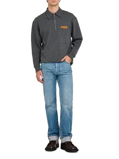 Bottega Veneta Men's Double-Cotton Melange Jersey Overshirt - Dark Grey Melange | Thumbnail 2 Bottega Veneta Men's Double-Cotton Melange Jersey Overshirt - Dark Grey Melange | Thumbnail 2