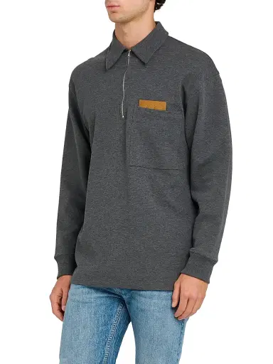 Bottega Veneta Men's Double-Cotton Melange Jersey Overshirt - Dark Grey Melange | Thumbnail 4 Bottega Veneta Men's Double-Cotton Melange Jersey Overshirt - Dark Grey Melange | Thumbnail 4