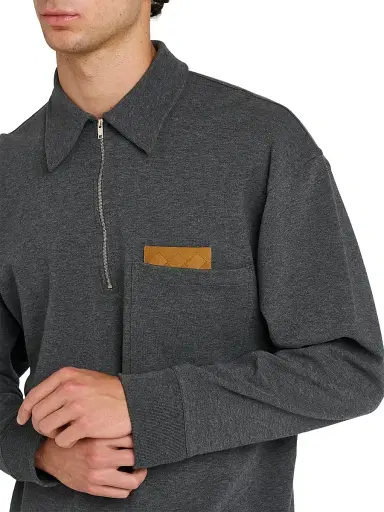 Bottega Veneta Men's Double-Cotton Melange Jersey Overshirt - Dark Grey Melange | Thumbnail 6 Bottega Veneta Men's Double-Cotton Melange Jersey Overshirt - Dark Grey Melange | Thumbnail 6