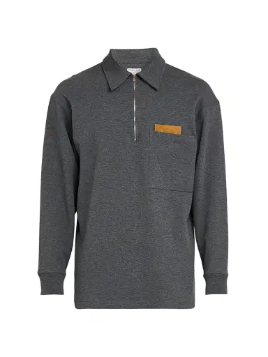 Bottega Veneta Men's Double-Cotton Melange Jersey Overshirt - Dark Grey Melange | Thumbnail 1 Bottega Veneta Men's Double-Cotton Melange Jersey Overshirt - Dark Grey Melange | Thumbnail 1