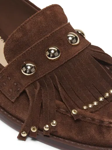 Cinq à Sept Women's Gina Studded Suede Loafers - Dark Sepia | Thumbnail 5 Cinq à Sept Women's Gina Studded Suede Loafers - Dark Sepia | Thumbnail 5