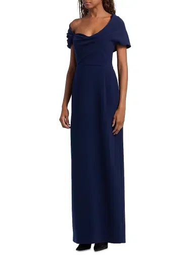 Carolina Herrera Women's Draped Off-the-Shoulder Column Gown - Dark Navy - Size 12 | Thumbnail 4 Carolina Herrera Women's Draped Off-the-Shoulder Column Gown - Dark Navy - Size 12 | Thumbnail 4