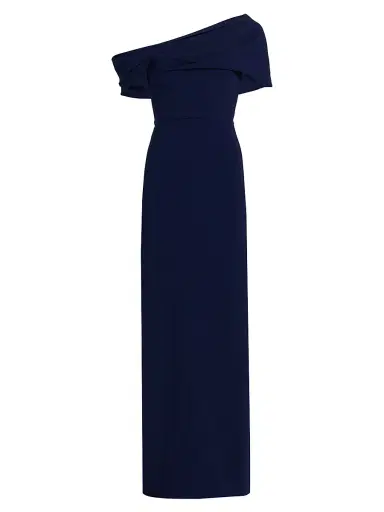 Carolina Herrera Women's Draped Off-the-Shoulder Column Gown - Dark Navy - Size 12 | Thumbnail 1 Carolina Herrera Women's Draped Off-the-Shoulder Column Gown - Dark Navy - Size 12 | Thumbnail 1