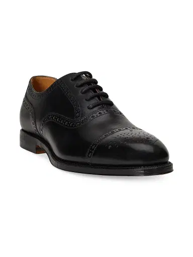 Polo Ralph Lauren Men's Maestra Perforated Leather Oxfords - Black | Thumbnail 2 Polo Ralph Lauren Men's Maestra Perforated Leather Oxfords - Black | Thumbnail 2