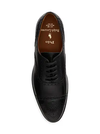 Polo Ralph Lauren Men's Maestra Perforated Leather Oxfords - Black | Thumbnail 4 Polo Ralph Lauren Men's Maestra Perforated Leather Oxfords - Black | Thumbnail 4