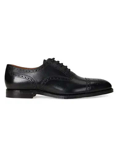 Polo Ralph Lauren Men's Maestra Perforated Leather Oxfords - Black | Thumbnail 1 Polo Ralph Lauren Men's Maestra Perforated Leather Oxfords - Black | Thumbnail 1
