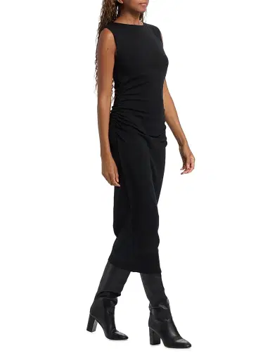 Veronica Beard Women's Charissa Gathered Stretch Cotton Jersey Sheath Dress - Black | Thumbnail 2 Veronica Beard Women's Charissa Gathered Stretch Cotton Jersey Sheath Dress - Black | Thumbnail 2