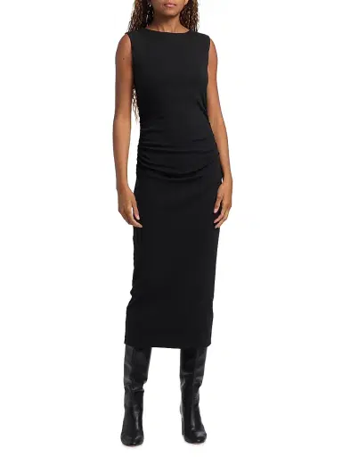 Veronica Beard Women's Charissa Gathered Stretch Cotton Jersey Sheath Dress - Black | Thumbnail 3 Veronica Beard Women's Charissa Gathered Stretch Cotton Jersey Sheath Dress - Black | Thumbnail 3