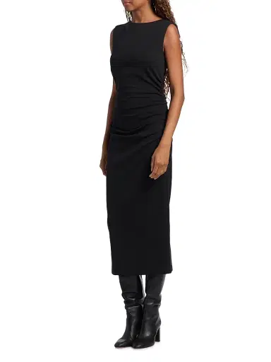 Veronica Beard Women's Charissa Gathered Stretch Cotton Jersey Sheath Dress - Black | Thumbnail 4 Veronica Beard Women's Charissa Gathered Stretch Cotton Jersey Sheath Dress - Black | Thumbnail 4